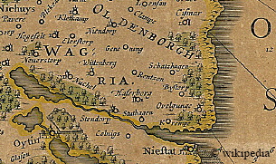Ducatus Holsati nova tabula - Teilausschnitt vom Herzogtum Holstein - von 1645  -  Fr eine Gesamtdarstellung der Karte klicken Sie bitte auf das Bild.