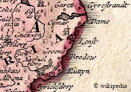 Teilausschnitt einer historischen Karte der Herzogtmer Holstein und Schleswig (um das spte 17. Jahrhundert).